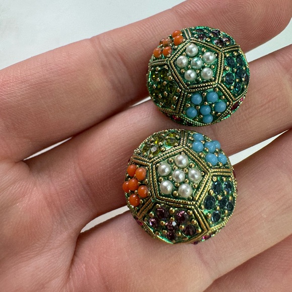 Gorgeous Vintage French Designer Earrings D'ORLAN -Micro beads & Stones - Picture 14 of 16